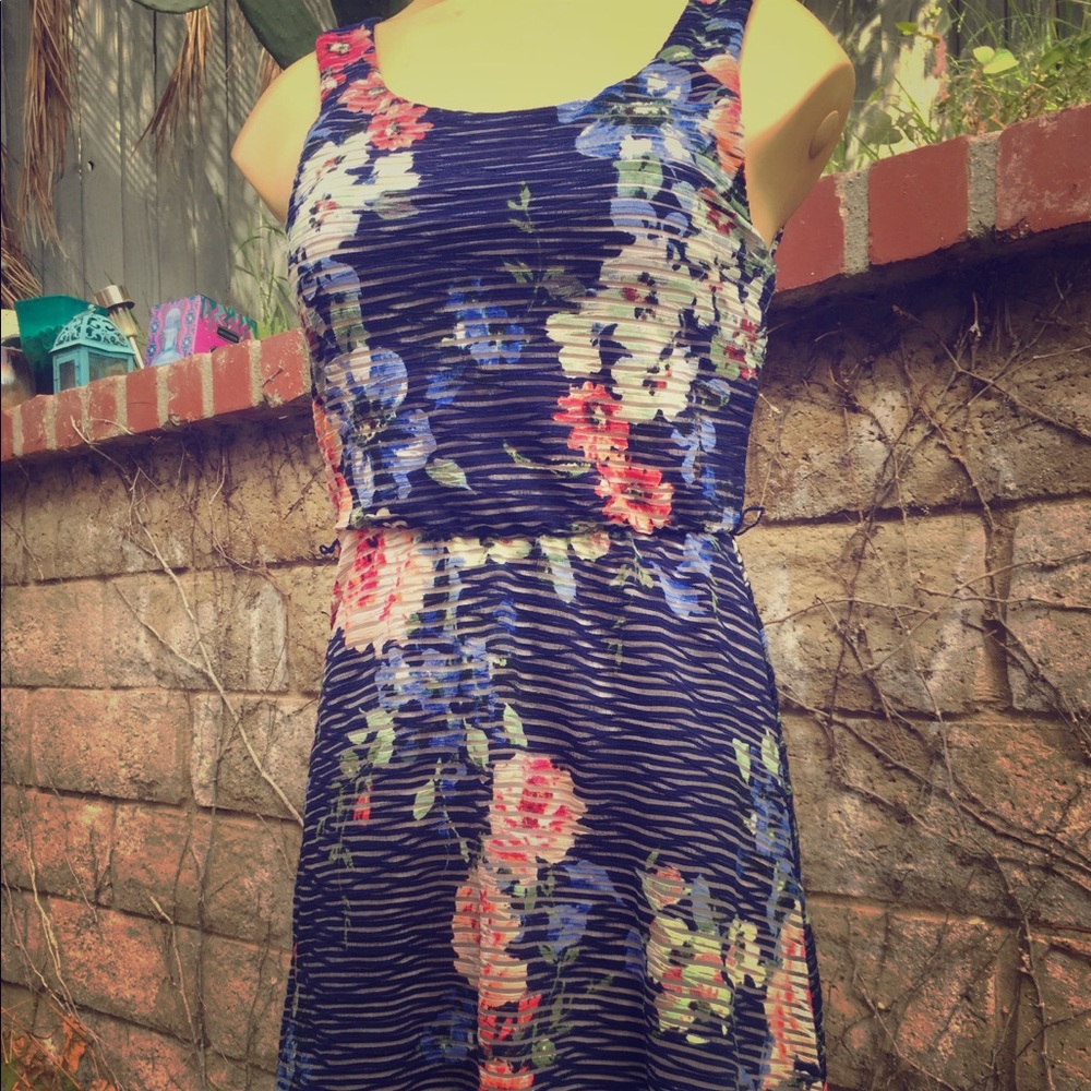 Three pink hearts flower skater maxi dress XS